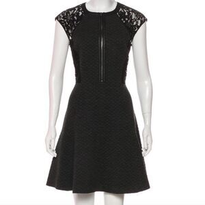 💙 EUC Rebecca Taylor Quilting & Lace A-Line Dress